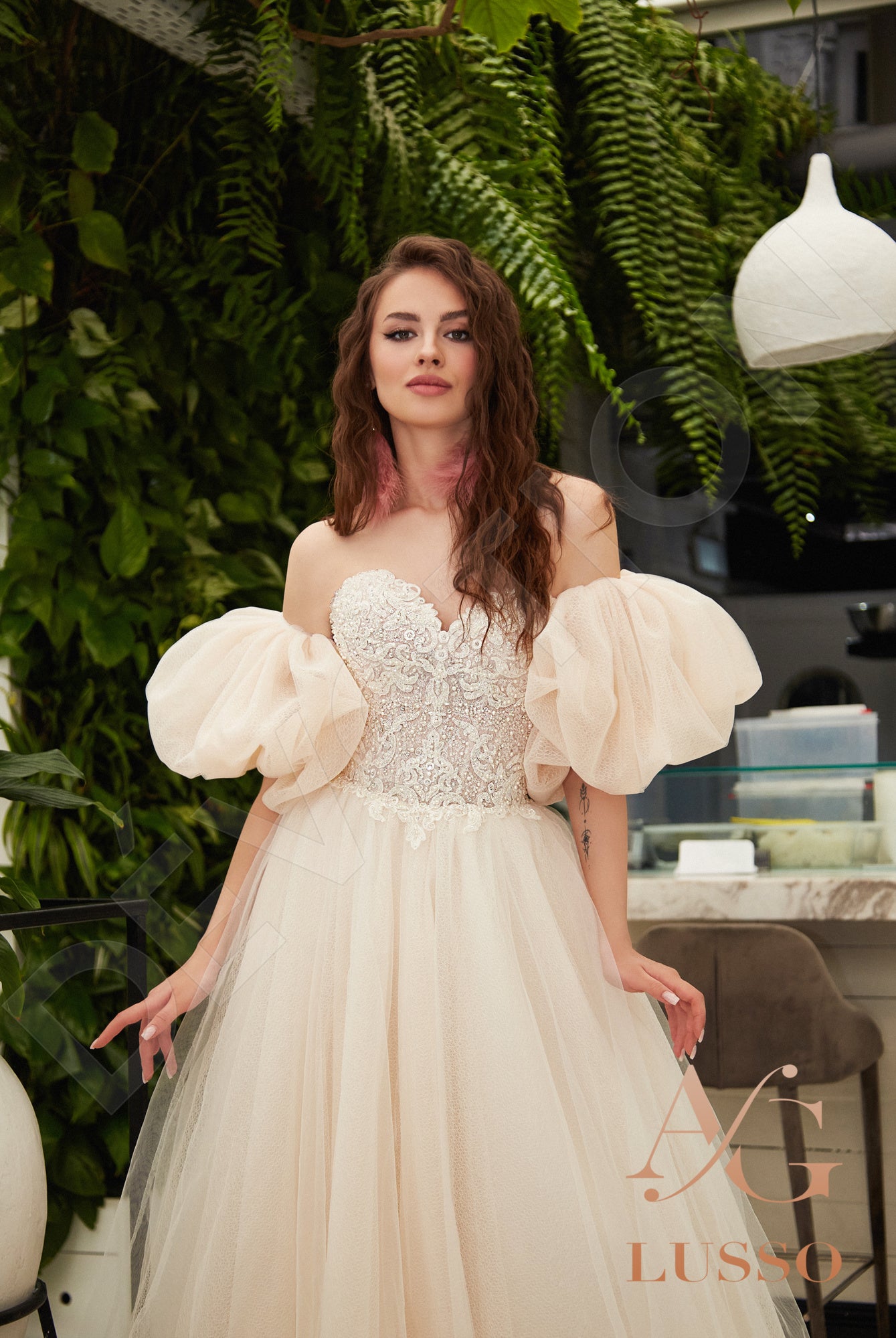 Lalla Open back A-line Detachable sleeves Wedding Dress 2