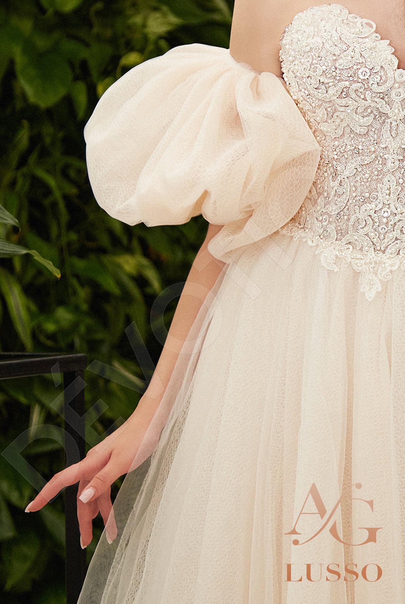 Lalla Open back A-line Detachable sleeves Wedding Dress 6