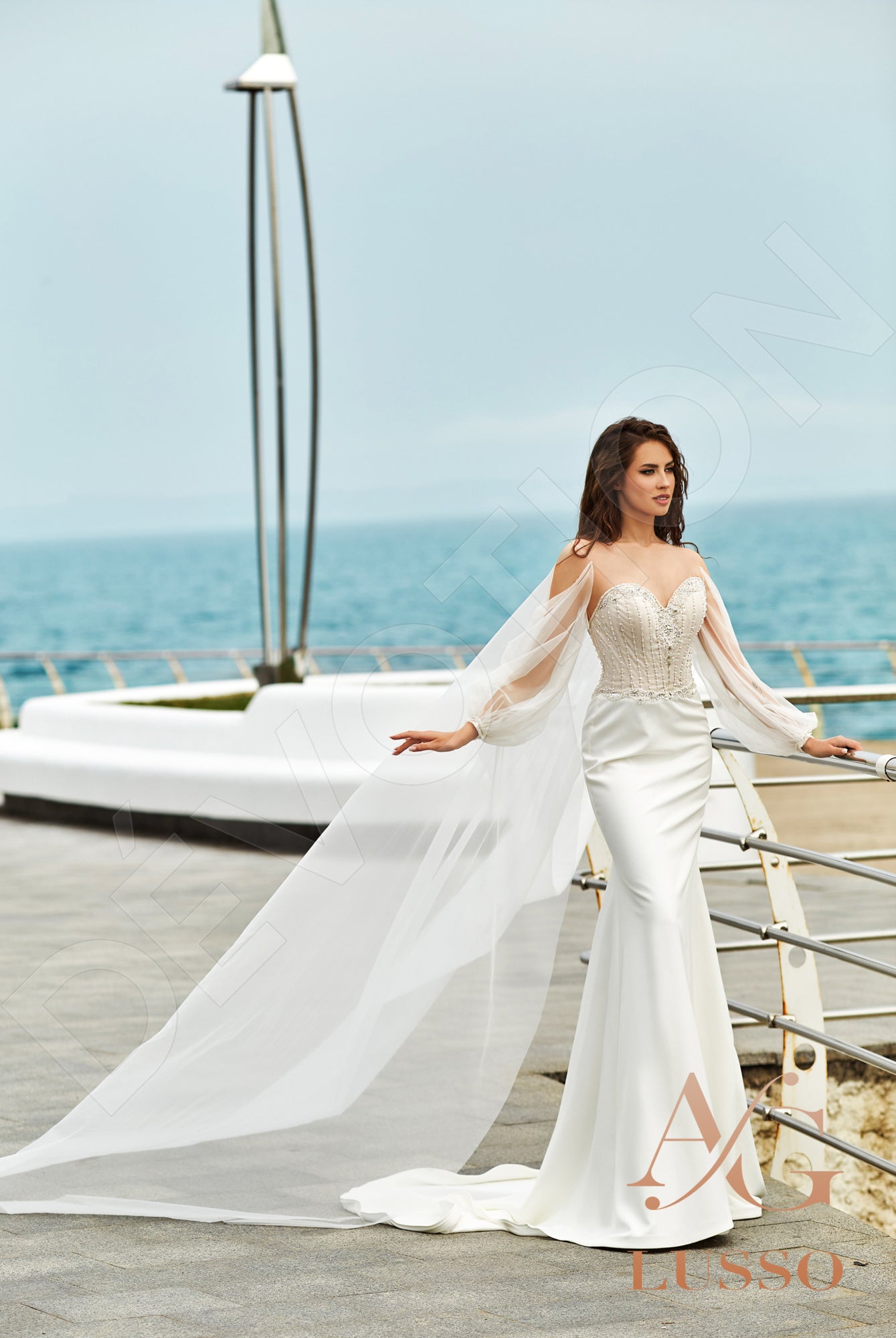 Jenne Trumpet/Mermaid Illusion Milk Pearl Wedding dress