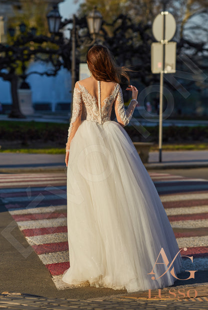 Lamissa Full back A-line Long sleeve Wedding Dress Back