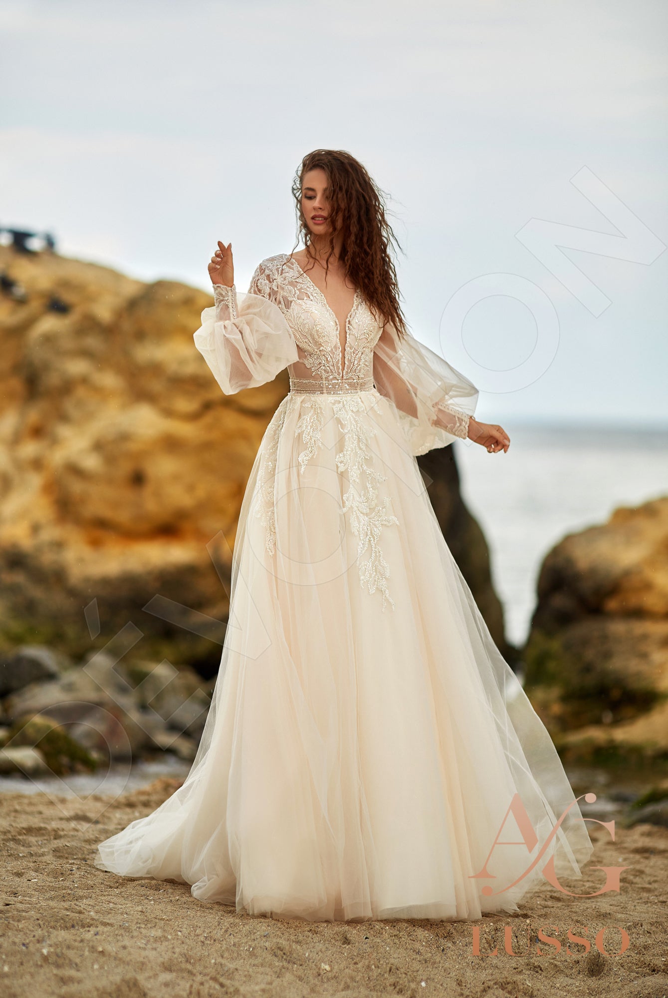 Marvana Open back A-line Long sleeve Wedding Dress 5
