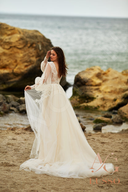 Marvana Open back A-line Long sleeve Wedding Dress Back