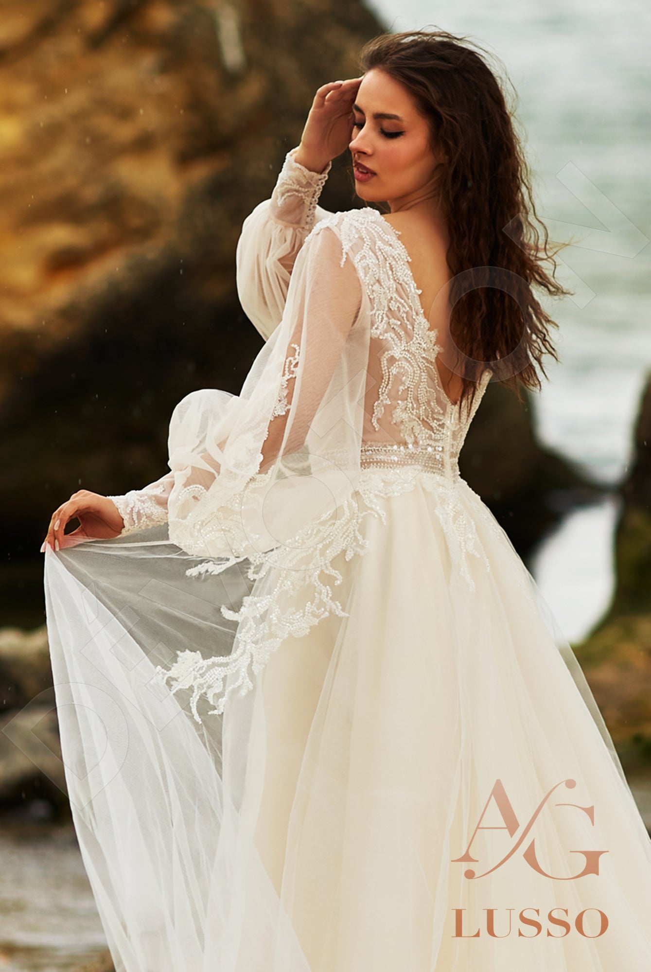 Marvana Open back A-line Long sleeve Wedding Dress 3