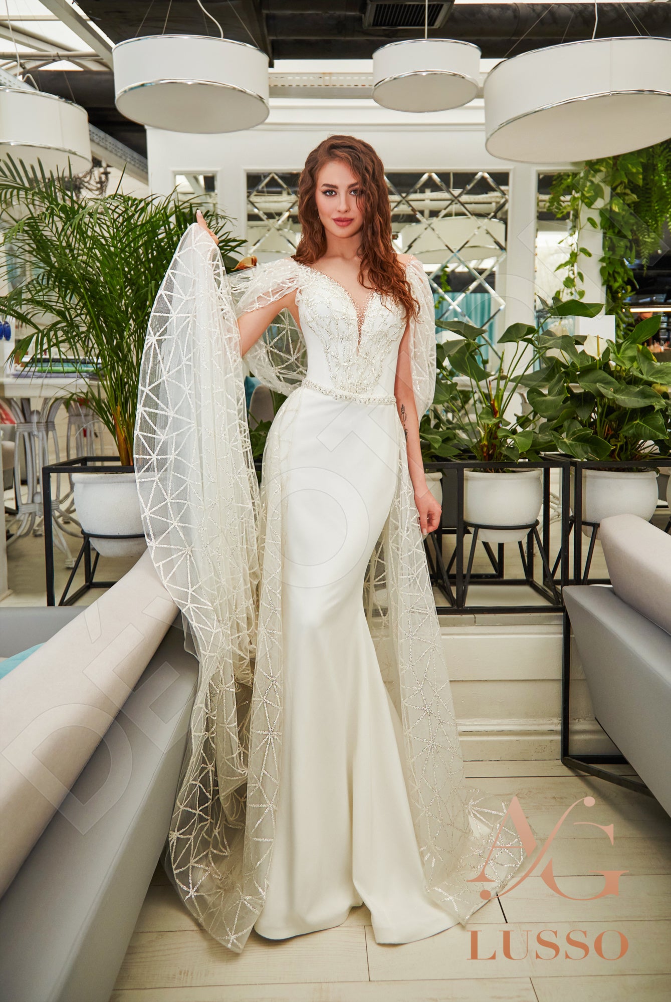 Nadira Illusion back Trumpet/Mermaid Straps Wedding Dress 5