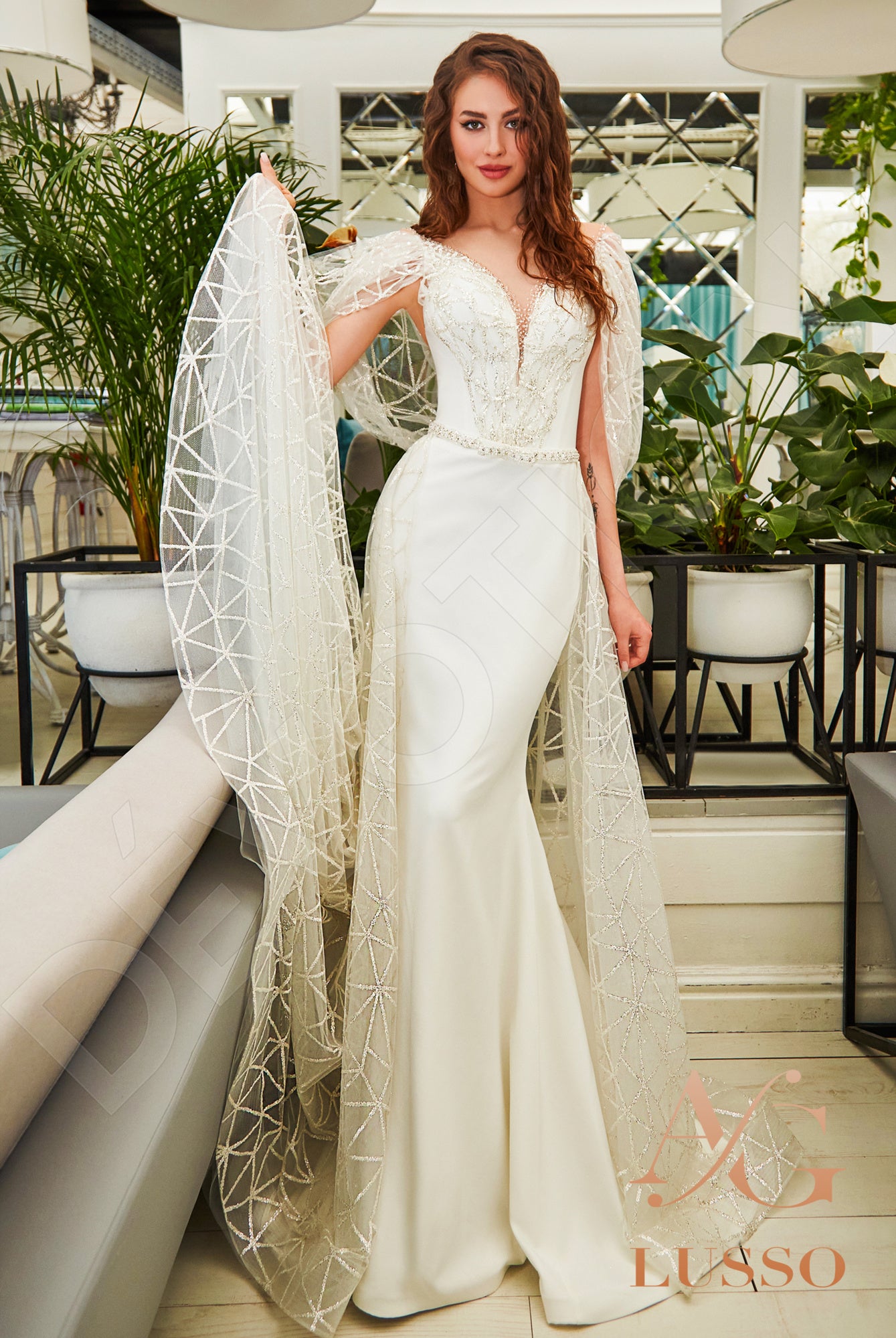 Nadira Illusion back Trumpet/Mermaid Straps Wedding Dress Front