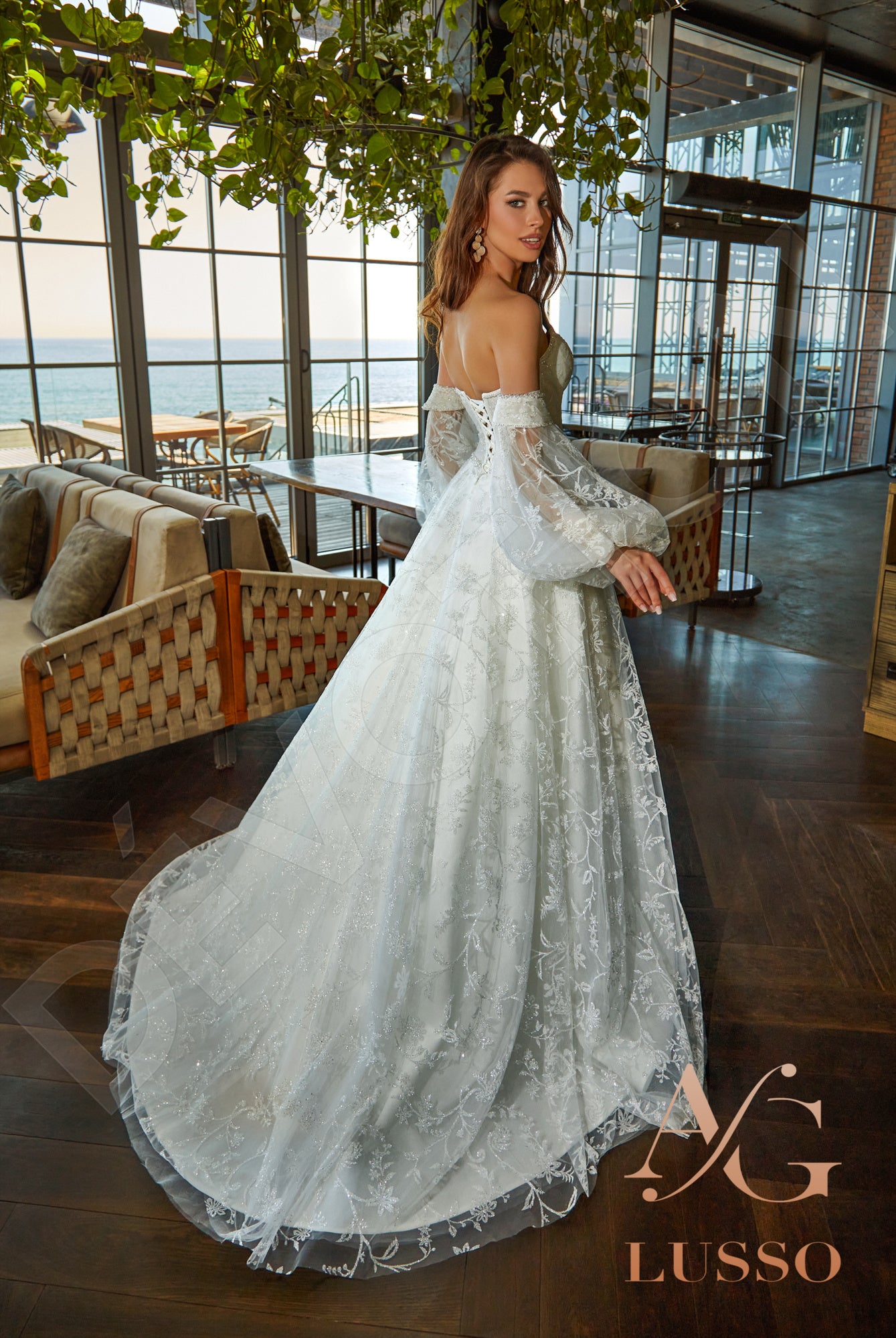 Rubina Open back A-line Strapless Wedding Dress Back