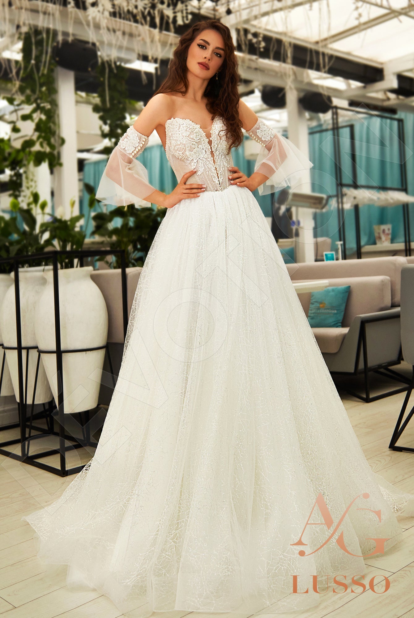 Salmana Open back A-line Strapless Wedding Dress Front