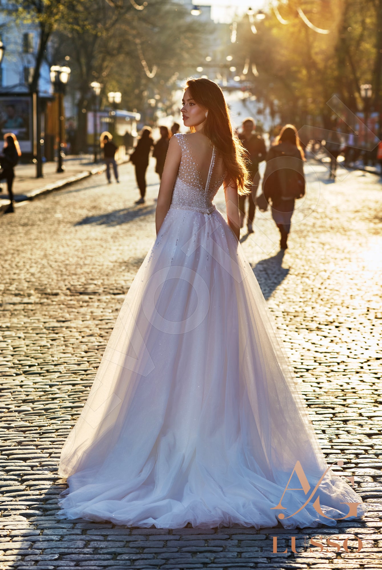 Shirlena Illusion back A-line Sleeveless Wedding Dress Back