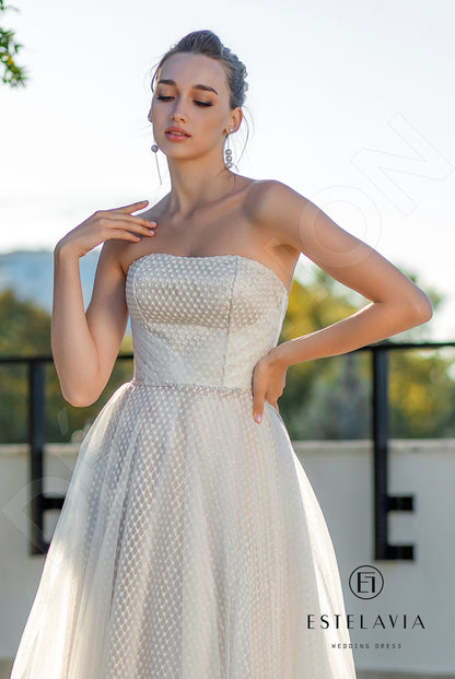 Andrena Open back A-line Detachable sleeves Wedding Dress 7