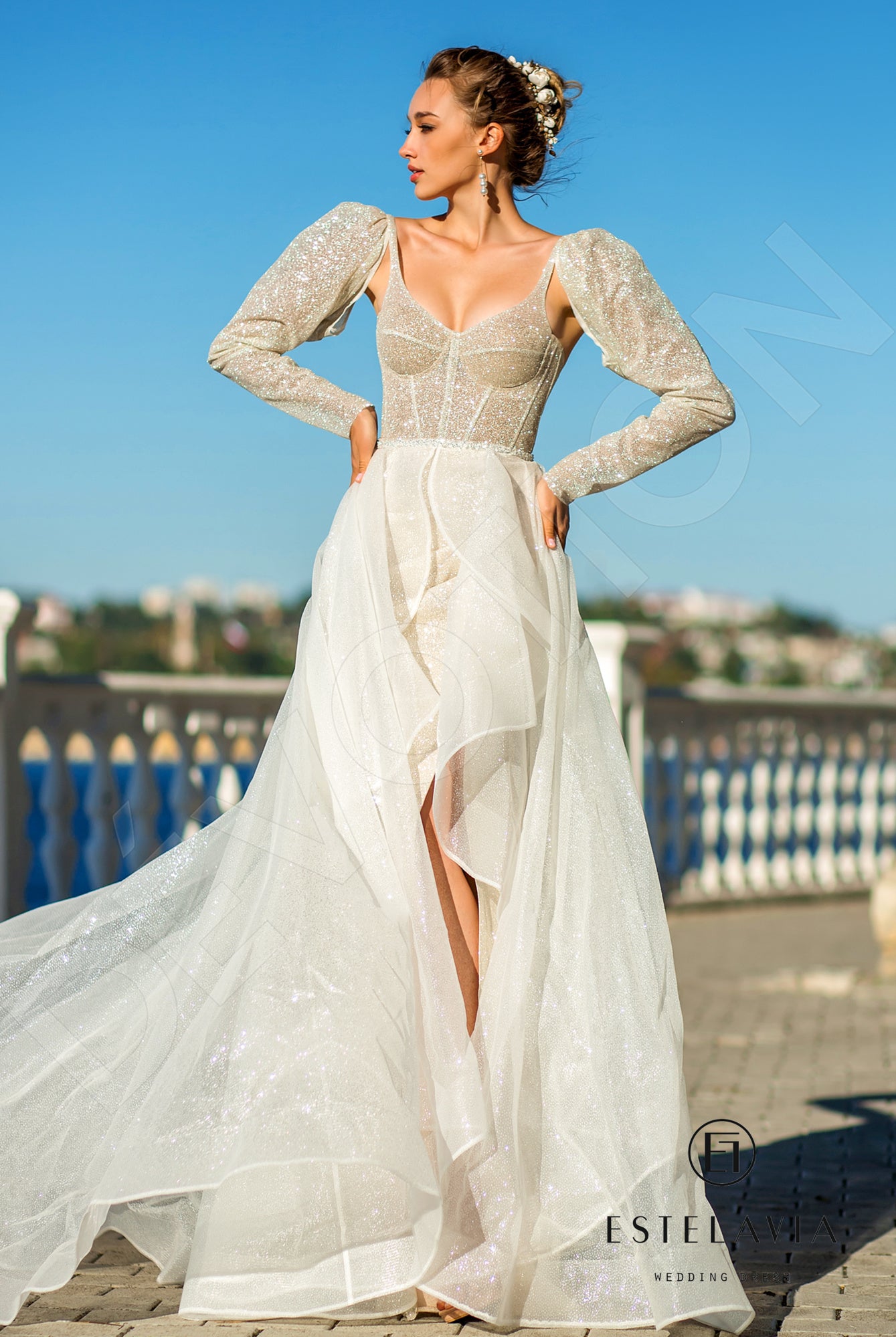 Anika Open back Trumpet/Mermaid Detachable sleeves Wedding Dress Front