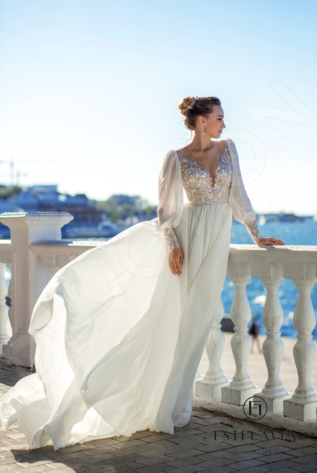 Cornelina Open back A-line Long sleeve Wedding Dress 8