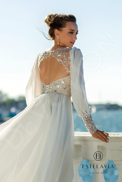 Cornelina Open back A-line Long sleeve Wedding Dress 7