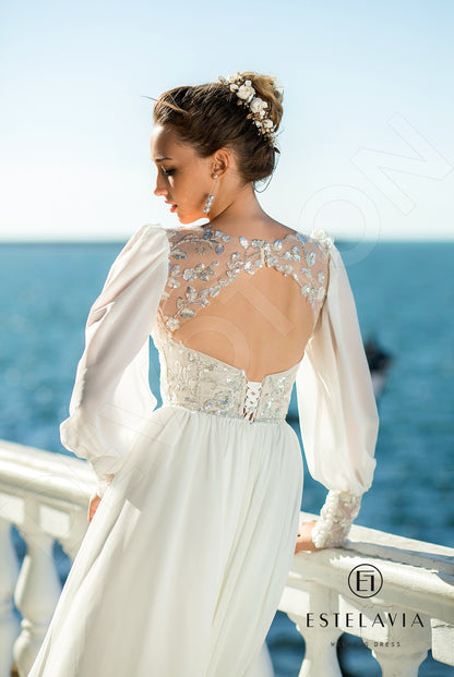Cornelina Open back A-line Long sleeve Wedding Dress 3