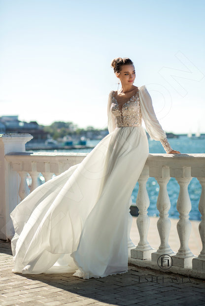 Cornelina Open back A-line Long sleeve Wedding Dress 6