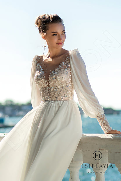 Cornelina Open back A-line Long sleeve Wedding Dress 9