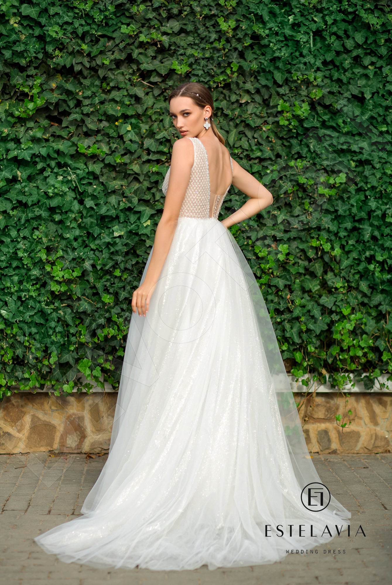 Cosmina Open back A-line Sleeveless Wedding Dress Back