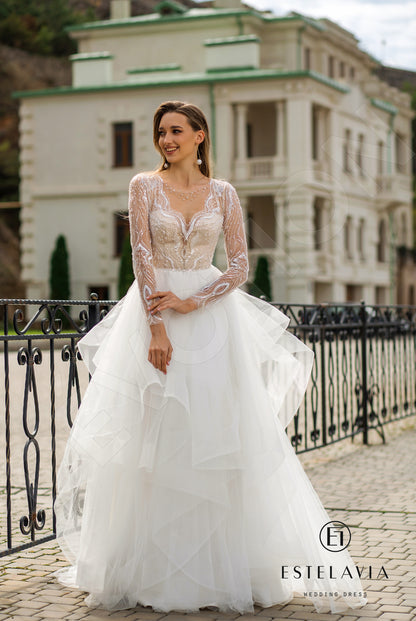 Doina Open back A-line Long sleeve Wedding Dress 5