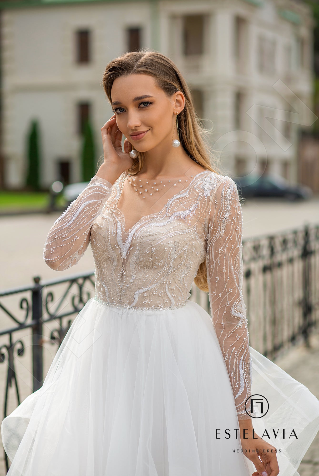 Doina Open back A-line Long sleeve Wedding Dress 2