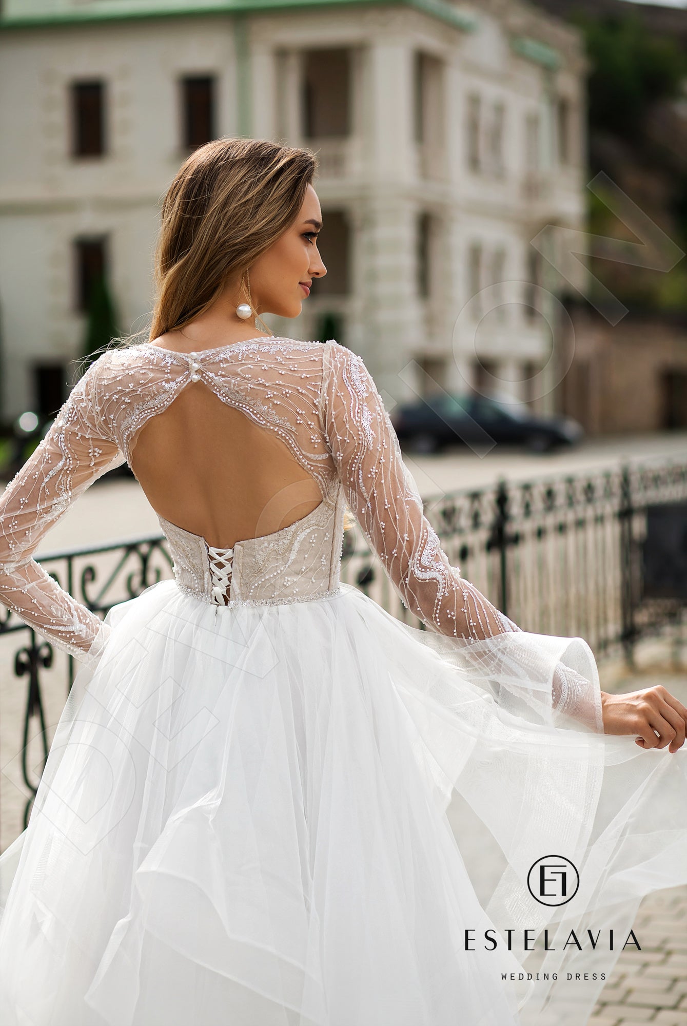 Doina Open back A-line Long sleeve Wedding Dress 3