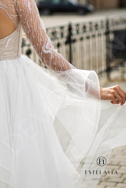 Doina Open back A-line Long sleeve Wedding Dress 9