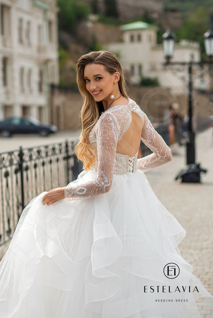 Doina Open back A-line Long sleeve Wedding Dress 7
