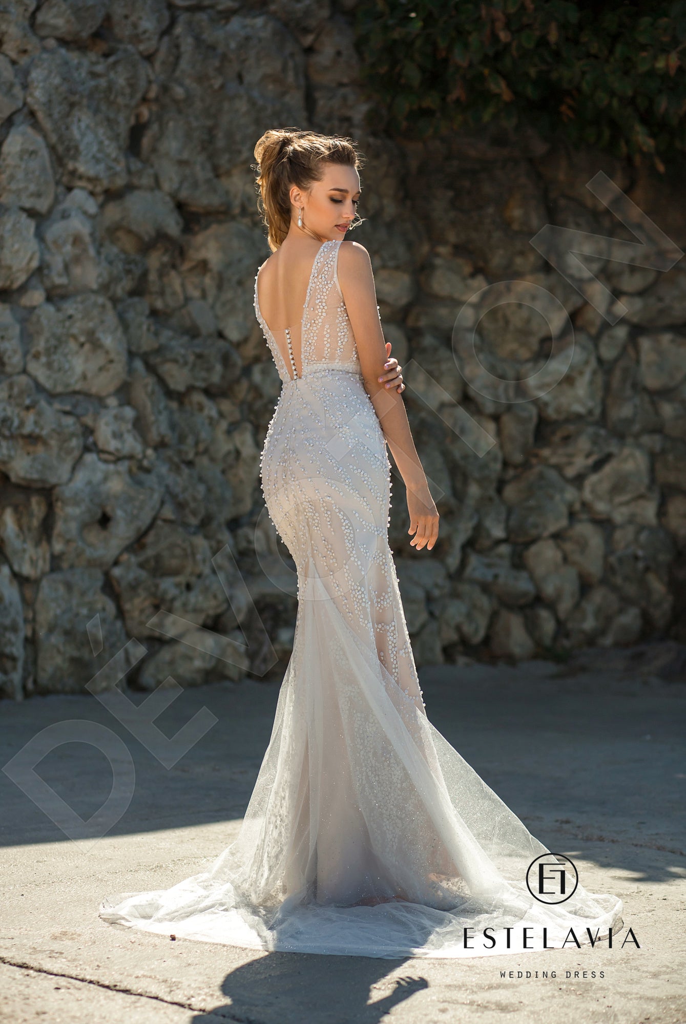 Emilina Open back Trumpet/Mermaid Sleeveless Wedding Dress Back