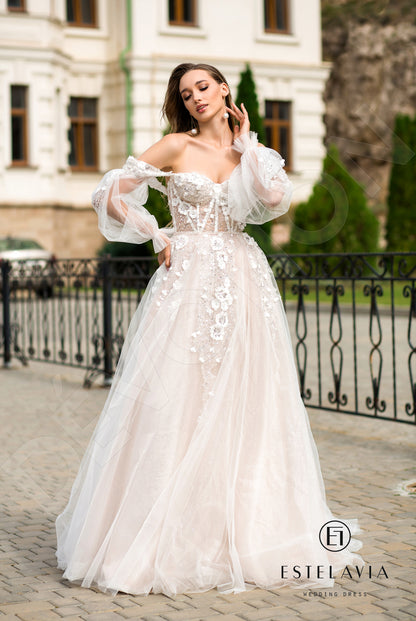 Lucrecine Open back A-line Strapless Wedding Dress 8