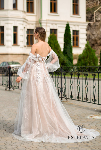 Lucrecine Open back A-line Strapless Wedding Dress Back