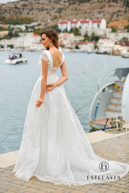Luminitta Open back A-line Sleeveless Wedding Dress Back