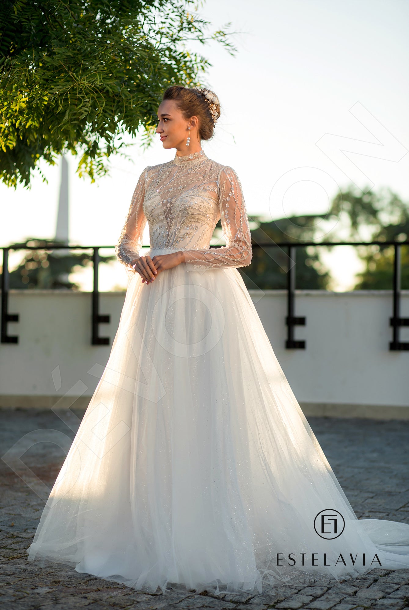 Marinella Full back A-line Long sleeve Wedding Dress 6