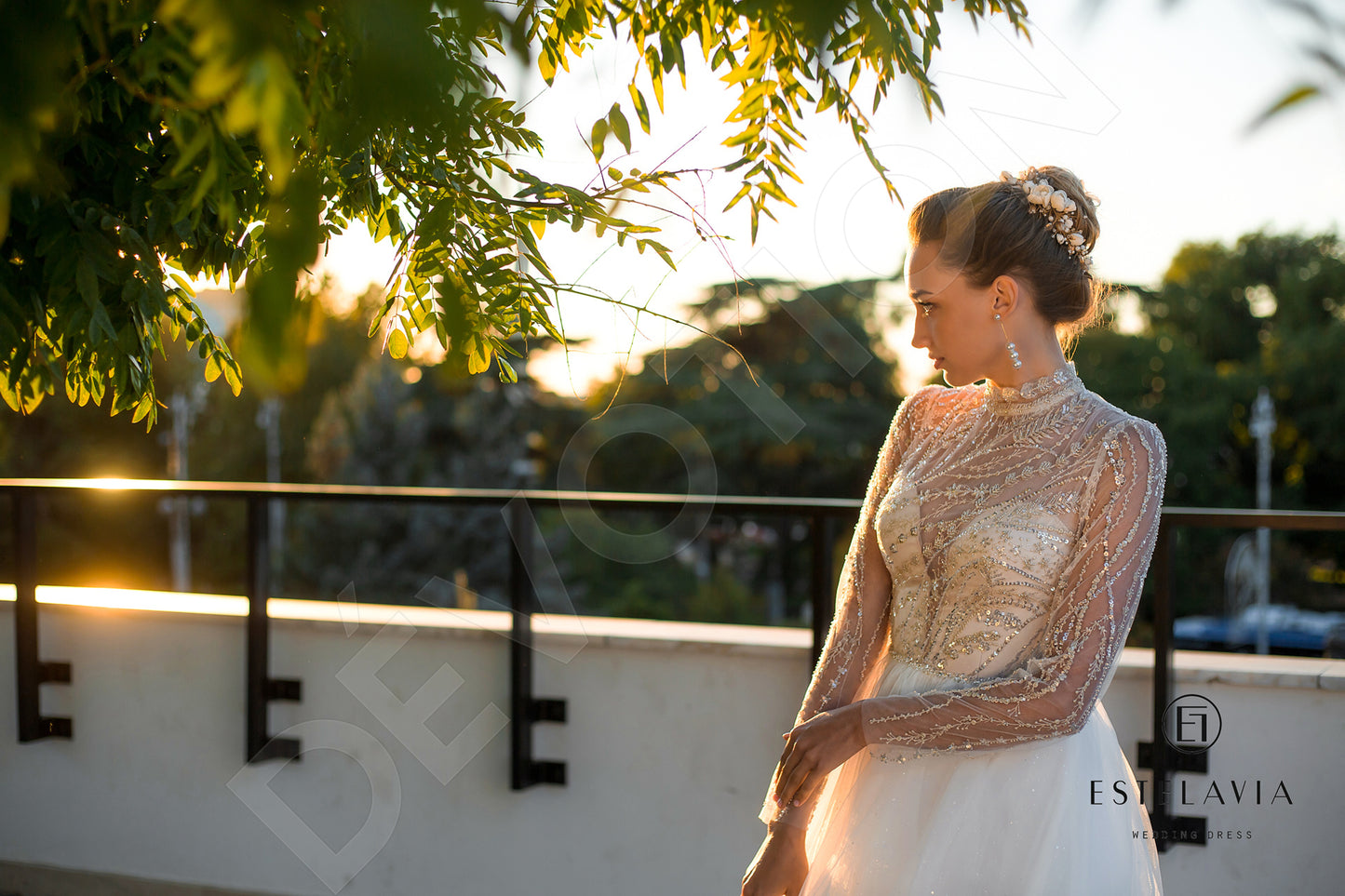 Marinella Full back A-line Long sleeve Wedding Dress 8