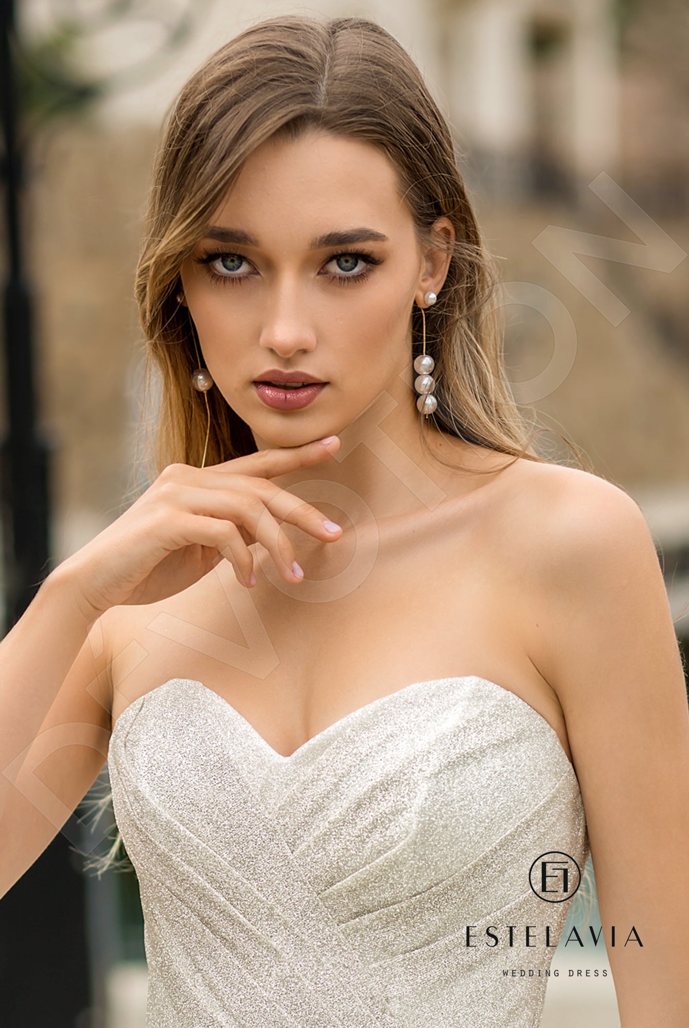 Mihaela Open back A-line Detachable sleeves Wedding Dress 7