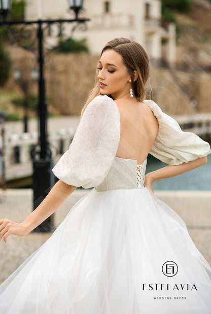 Mihaela Open back A-line Detachable sleeves Wedding Dress 3