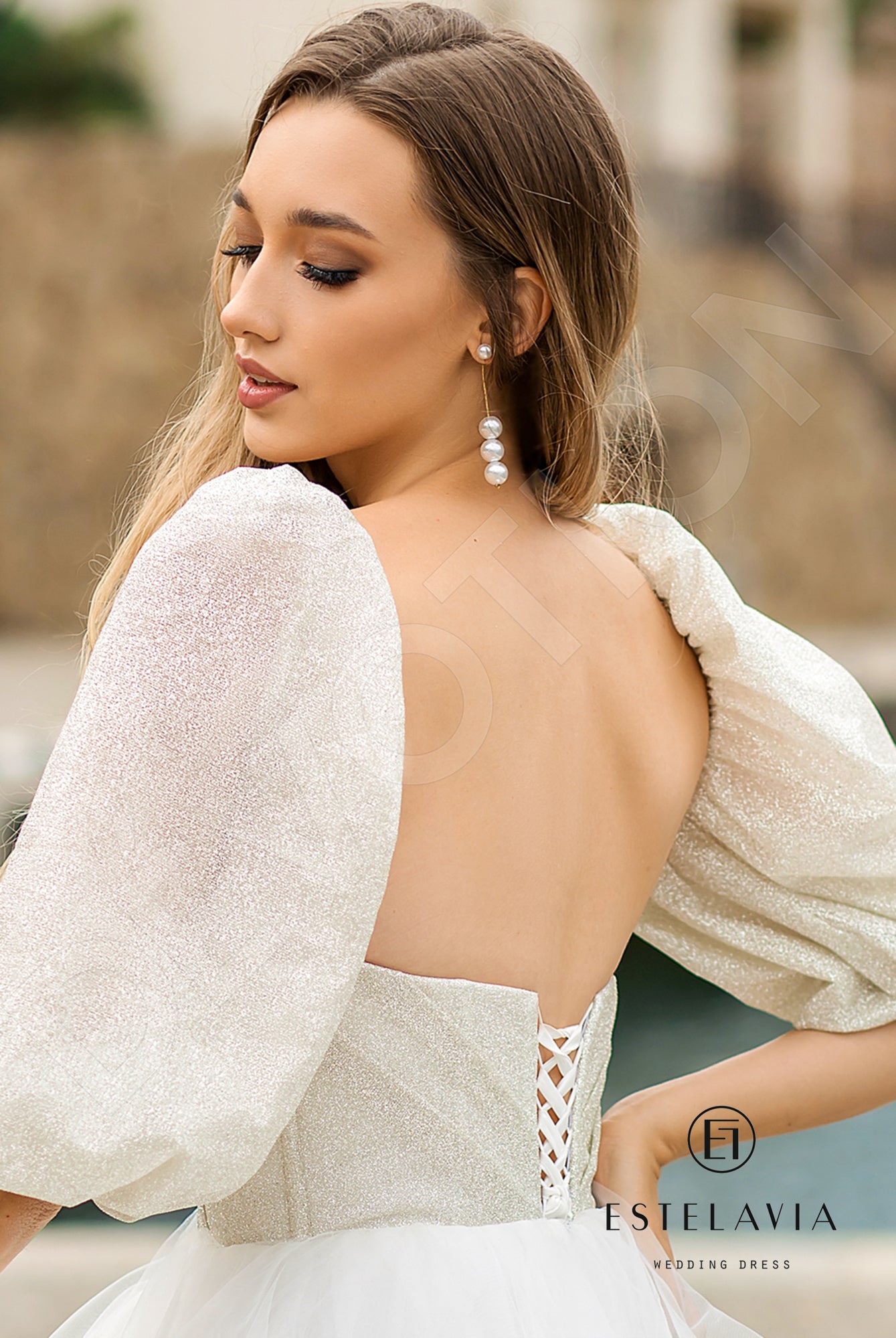 Mihaela Open back A-line Detachable sleeves Wedding Dress 6