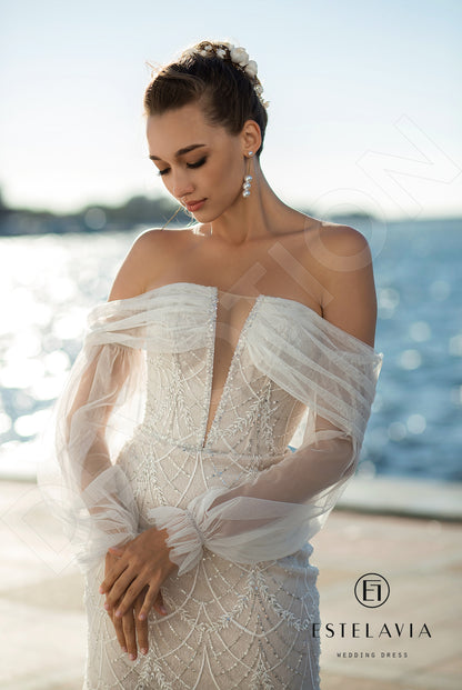 Monica Open back Trumpet/Mermaid Detachable sleeves Wedding Dress 2