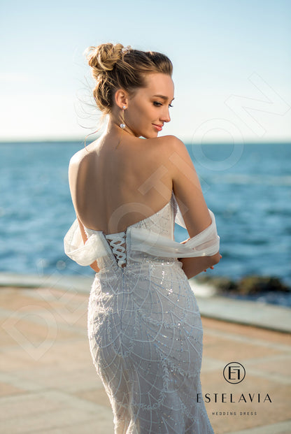 Monica Open back Trumpet/Mermaid Detachable sleeves Wedding Dress 3