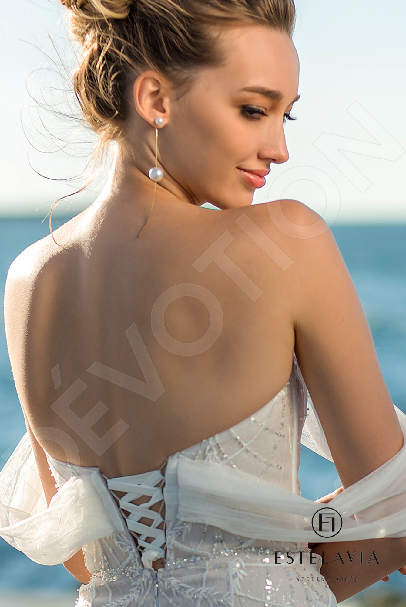 Monica Trumpet/Mermaid Off-shoulder/Drop shoulders Milk Cappuccino Wedding dress
