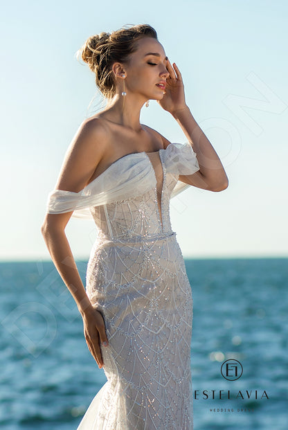 Monica Open back Trumpet/Mermaid Detachable sleeves Wedding Dress 9