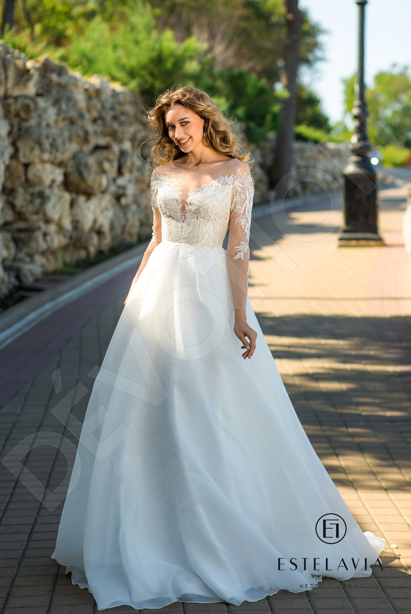 Otilia Open back A-line Long sleeve Wedding Dress 8