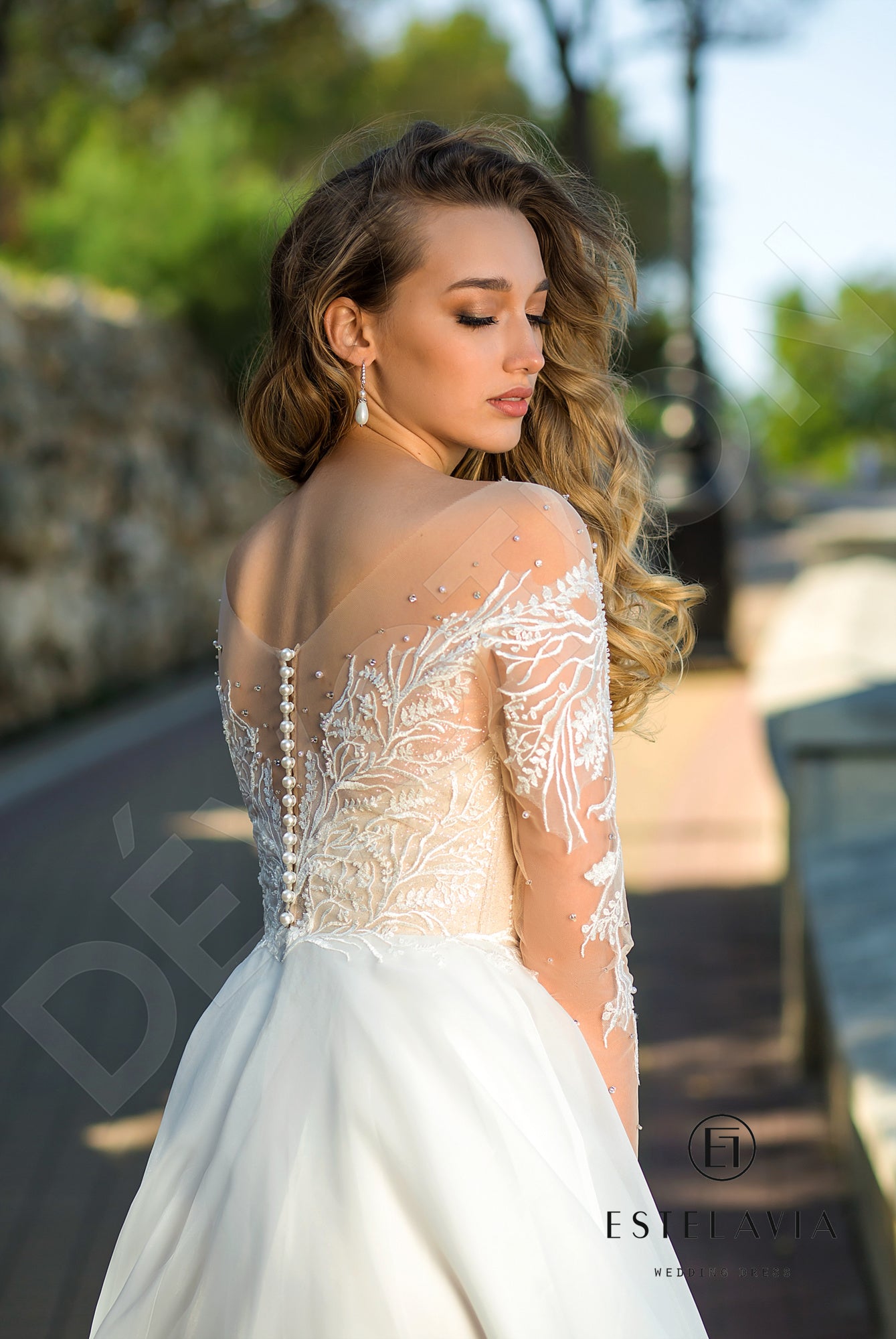 Otilia Open back A-line Long sleeve Wedding Dress 3