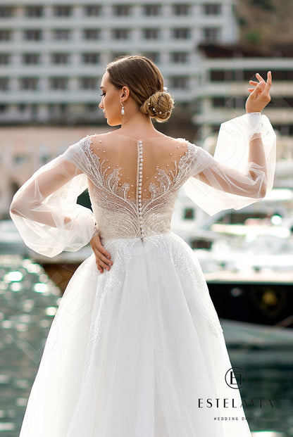 Ralica Full back A-line Long sleeve Wedding Dress 4