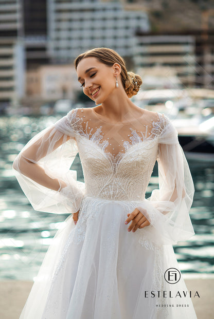 Ralica Full back A-line Long sleeve Wedding Dress 9