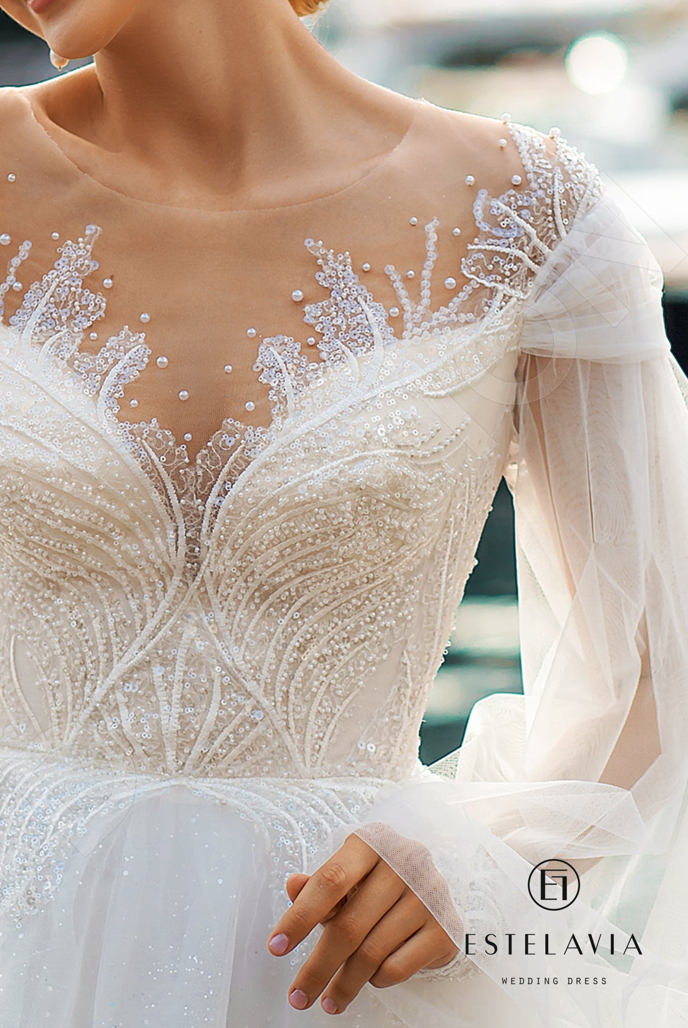 Ralica Full back A-line Long sleeve Wedding Dress 7