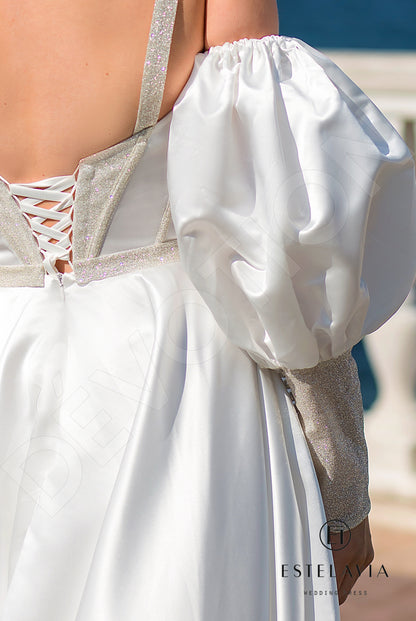 Simona Open back A-line Detachable sleeves and straps Wedding Dress 7