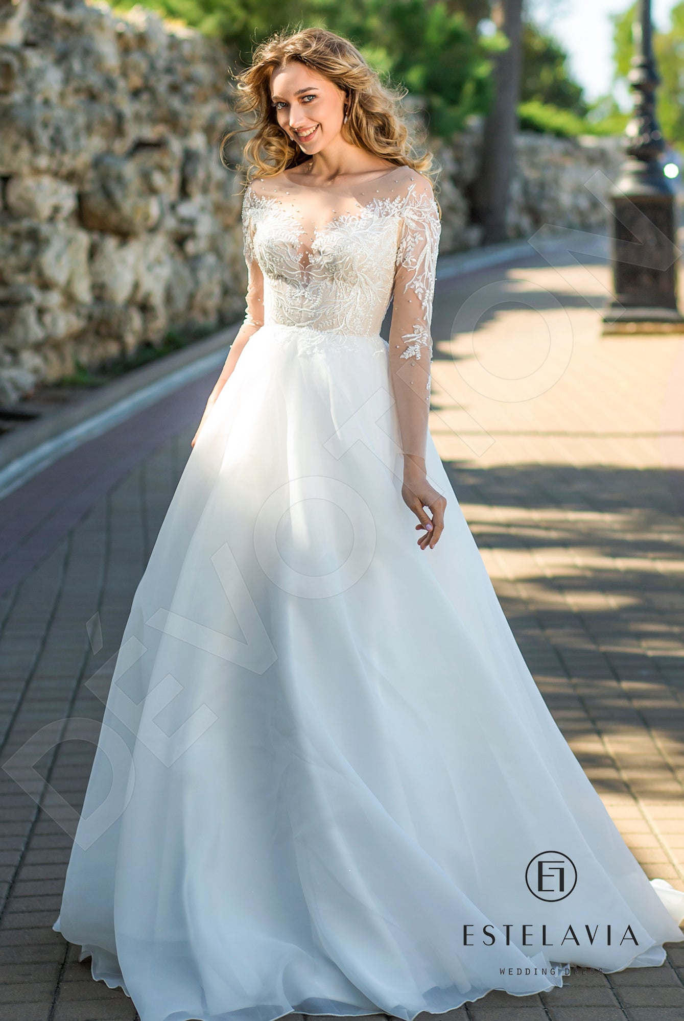 Otilia Open back A-line Long sleeve Wedding Dress Front
