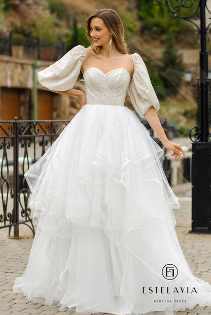 Mihaela Open back A-line Detachable sleeves Wedding Dress Front