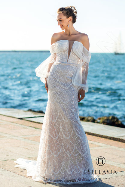 Monica Open back Trumpet/Mermaid Detachable sleeves Wedding Dress Front