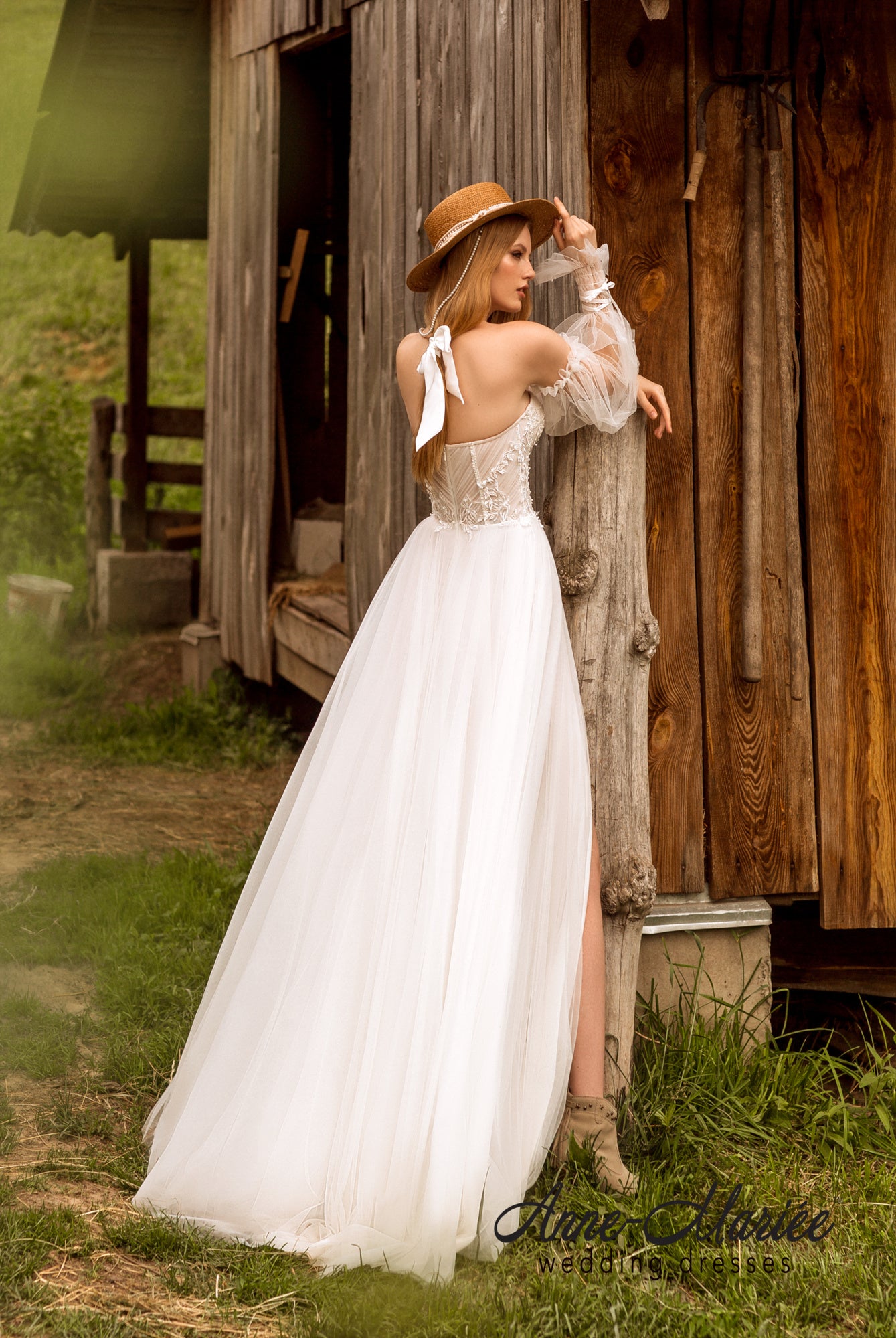 Aime Open back A-line Strapless Wedding Dress Back