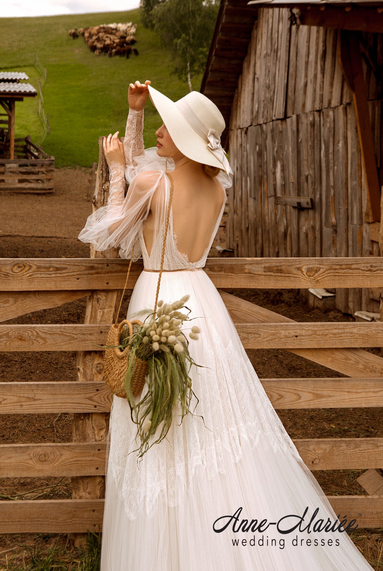 Delain Open back A-line Long sleeve Wedding Dress 7