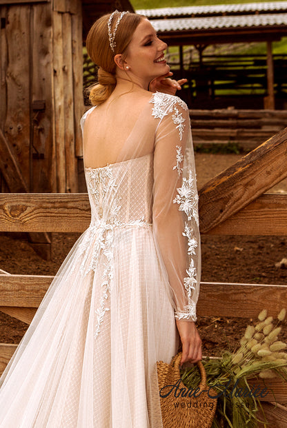 Elsy Open back A-line Long sleeve Wedding Dress 3